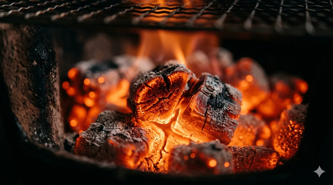燃える炭火
